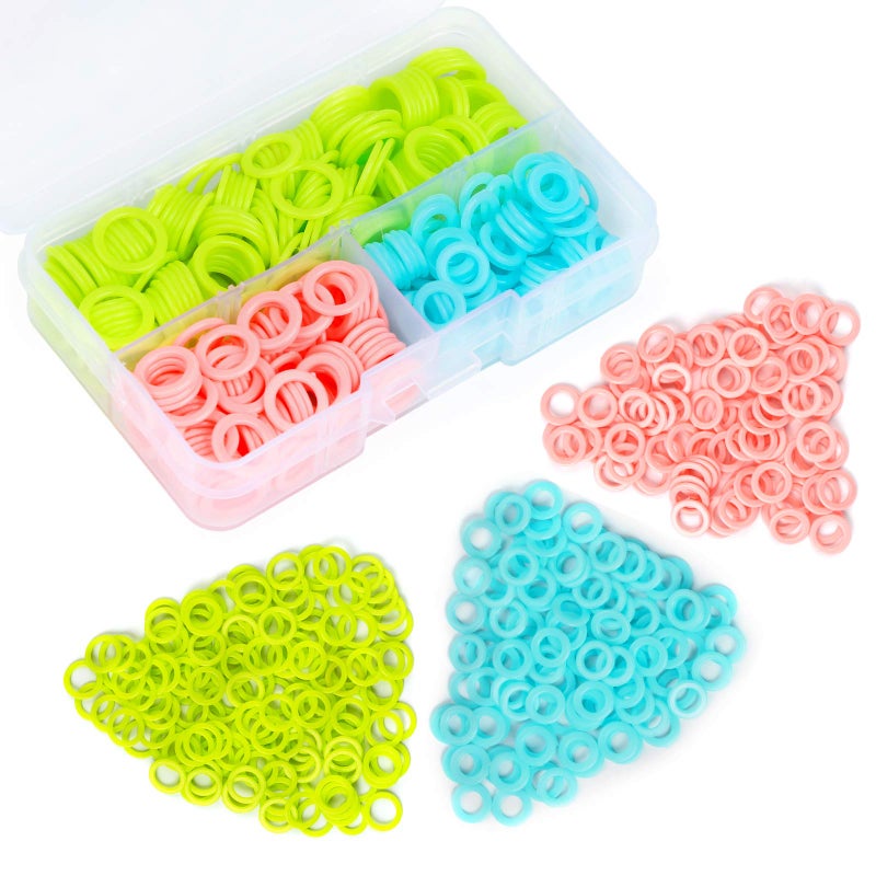 LUNARM Stitch Markers Rings (380 Pcs) - Colorful Knitting Kit with Portable Storage Box for Sewing DIY Handcrafts - Image 1
